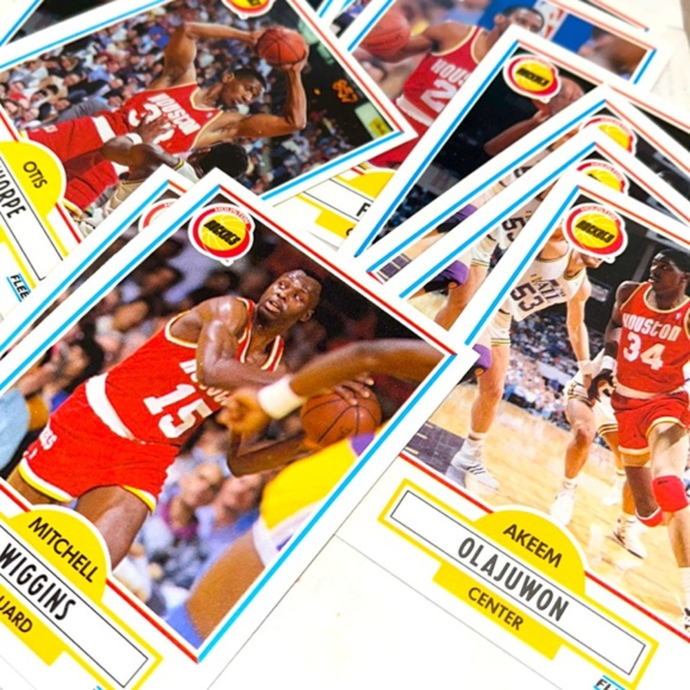 NBA 1990 Vintage Fleer Houston Rockets basketball sports cards mystery pack
